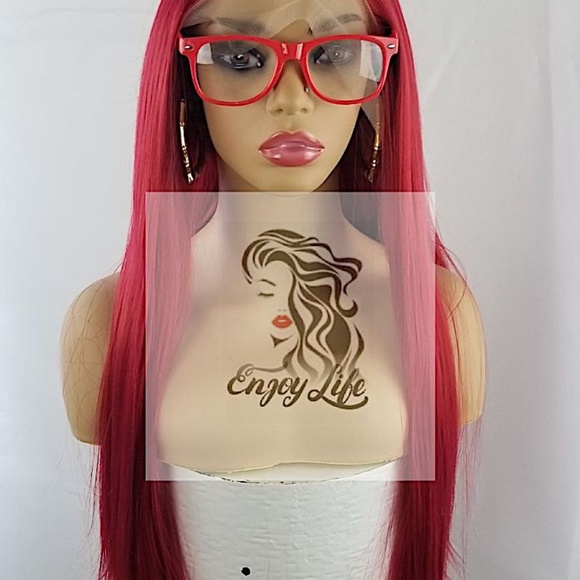 celebrity Red lace front wig with free parting